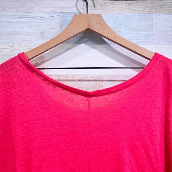 Eileen Fisher 100% Linen V Neck Dolman Sleeve Top Pink Relaxed Fit Womens Large - Picture 5 of 7